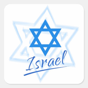 Happy Israel Independence Day Blauer Star von Davi Quadratischer Aufkleber