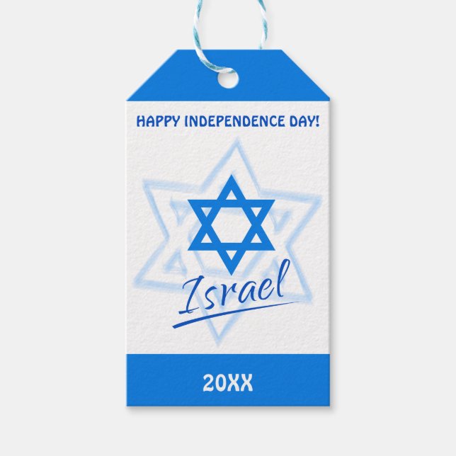 Happy Israel Independence Day Blue Star von David Geschenkanhänger (Vorderseite)