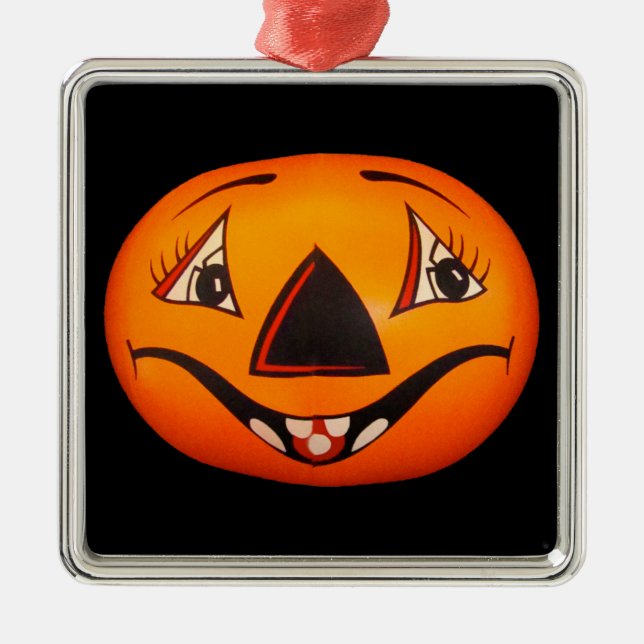 Happy Jack O’ Lantern Halloween Ornament Aus Metall (Vorne)