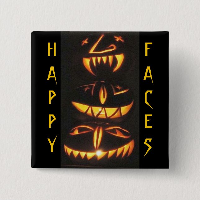Happy Jack o'Lantern Faces Button (Vorderseite)