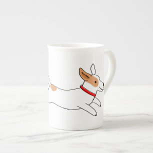 Happy Jack Russell Terrier Cartoon Dog Running Prozellantasse