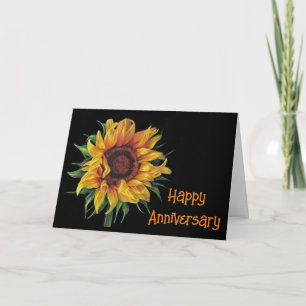 HAPPY **JAHRESTAG* SONNENBLUMENSTIL KARTE