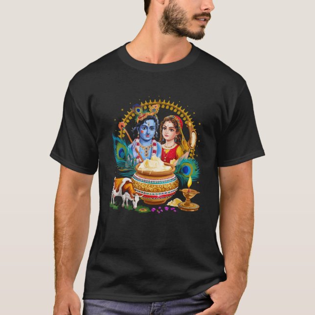 Happy Janmashtami Hinduism Hindu Holiday Radha Kri T-Shirt (Vorderseite)