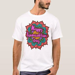 Happy Janmashtami in einer Mandala. T-Shirt