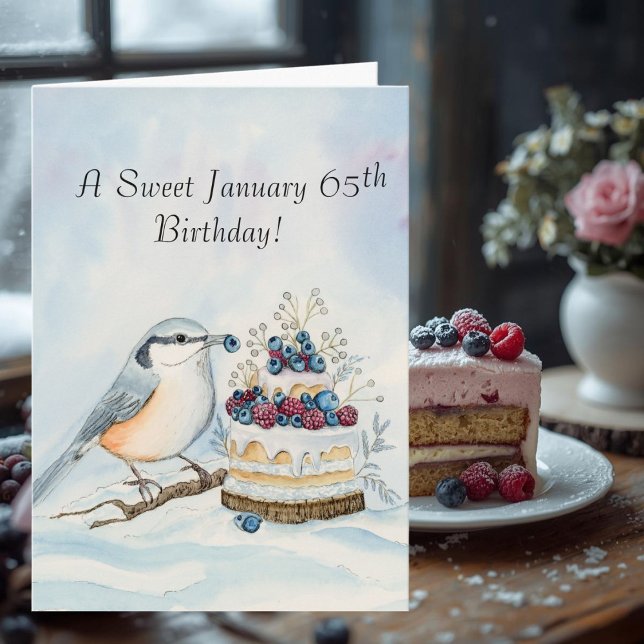Happy January 65th Birthday Nuthatch Bird Karte (Von Creator hochgeladen)