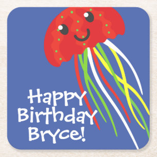 Happy Jellyfish Personalisiert Paper Untersetzer