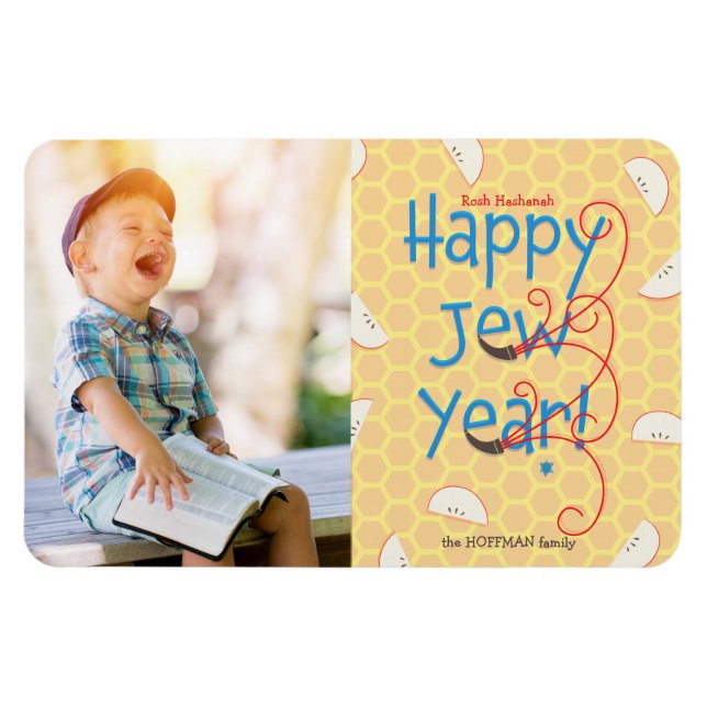 Happy Jew Year Rosh Hashanah Foto Card Magnet (Horizontal)
