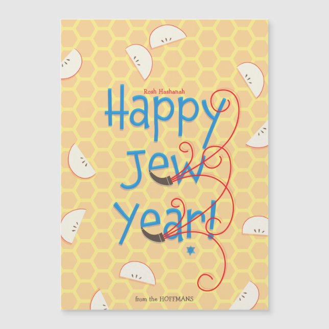Happy Jew Year Rosh Hashanah Holiday Card Magnetkarte (Vorderseite)