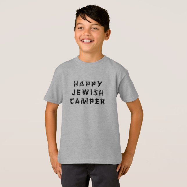 Happy Jewish Camper Sleepaway Rustic Summer Camp T-Shirt (Vorne ganz)