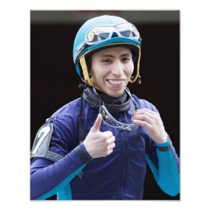 Happy jockey Luis Cardenas Print Fotodruck