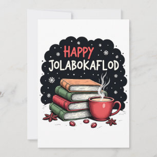 Happy Jolabokaflod Familienfeier Geschenk Feiertagskarte