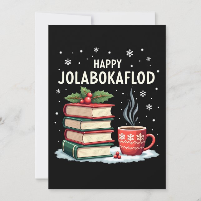 Happy Jolabokaflod Familienfeier Geschenk Feiertagskarte (Vorderseite)