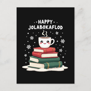 Happy Jolabokaflod Familienfeier Geschenk Feiertagspostkarte