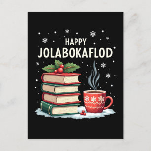 Happy Jolabokaflod Familienfeier Geschenk Feiertagspostkarte