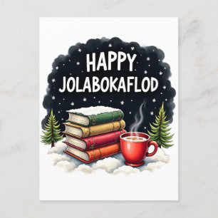 Happy Jolabokaflod Familienfeier Geschenk Feiertagspostkarte