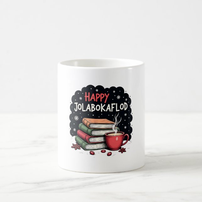 Happy Jolabokaflod Familienfeier Geschenk Kaffeetasse (Mittel)