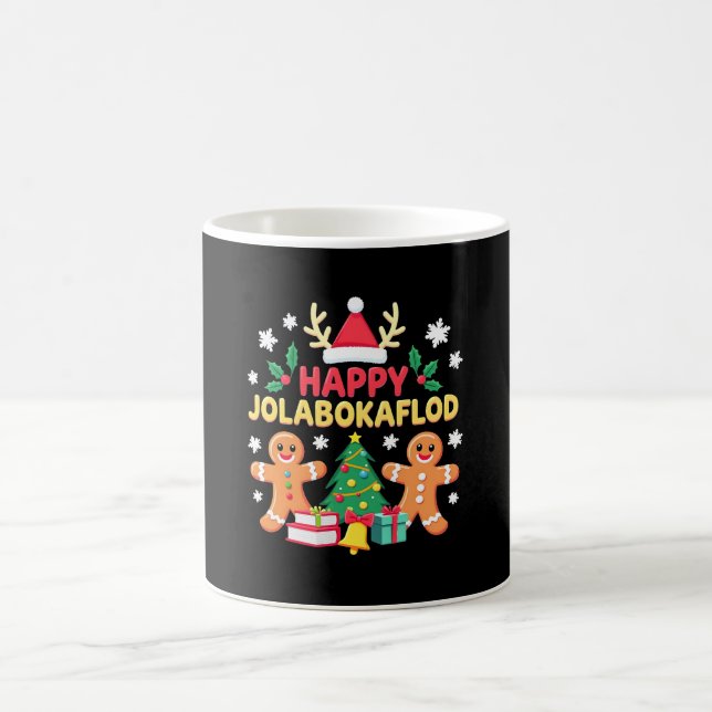 Happy Jolabokaflod Familienfeier Geschenk Kaffeetasse (Mittel)