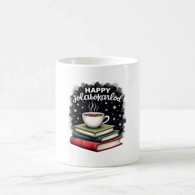 Happy Jolabokaflod Familienfeier Geschenk Kaffeetasse (Mittel)