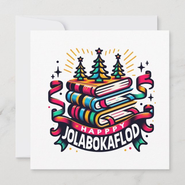 Happy Jolabokaflod Feiertagskarte (Vorderseite)