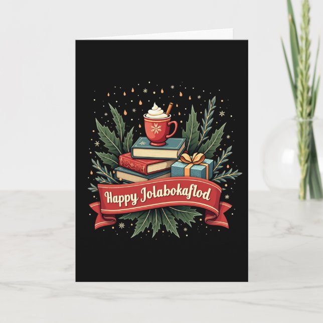 Happy Jolabokaflod Gift Feiertagskarte (Vorderseite)