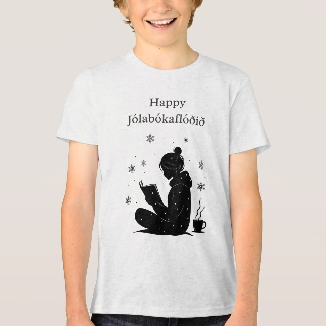 Happy Jolabokaflod - Isländisch Book Flood Gift Tri-Blend Shirt (Vorderseite)