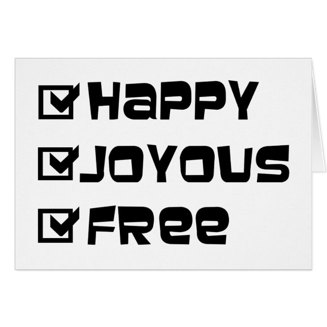 Happy Joyous Free Slogan Quote Spaß Text Grafik (Vorderseite (Horizontal))