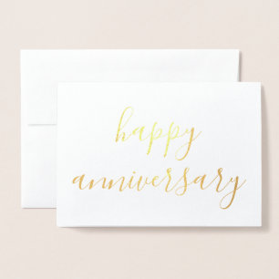 Happy Jubiläum einfache Kalligraphie Gold Folienkarte