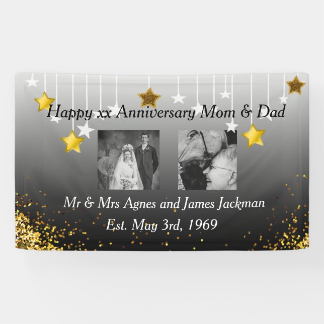 Happy Jubiläum Mama und Vater Altes und Neues Foto Banner (Horizontal)