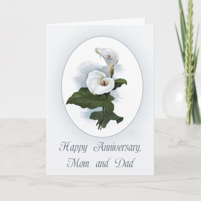 Happy Jubiläum Mama und Vater, Elegante Calla Lily Karte (Vorderseite)