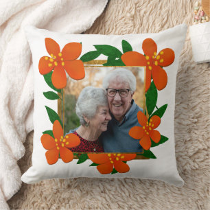 Happy Jubiläum Mama und Vater Orange Red Floral Kissen
