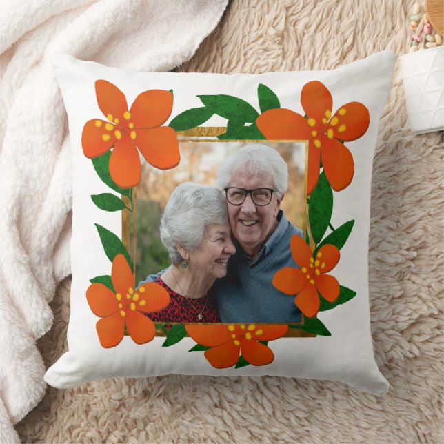 Happy Jubiläum Mama und Vater Orange Red Floral Kissen (Decke)
