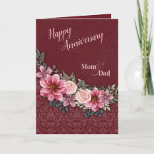 Happy Jubiläum Mama und Vater Pink Roses Damask