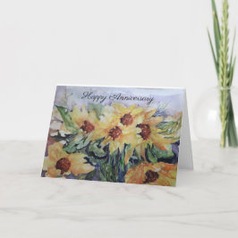 Happy Jubiläum Wasserfarbe Sonnenblumen Feiertagskarte