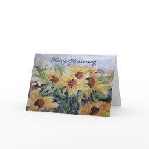 Happy Jubiläum Wasserfarbe Sonnenblumen