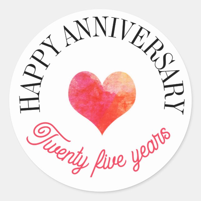 Happy Jubiläumsaufkleber Runder Aufkleber (Vorderseite)