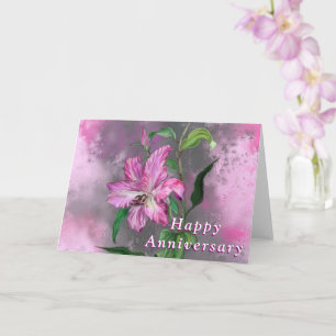 Happy Jubiläumskarte Lila Pink Lily Blume Karte