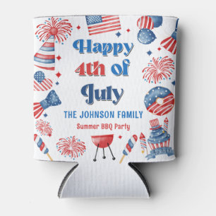 Happy July 4. Fireworks GRILLEN Party Paper Teller Dosenkühler