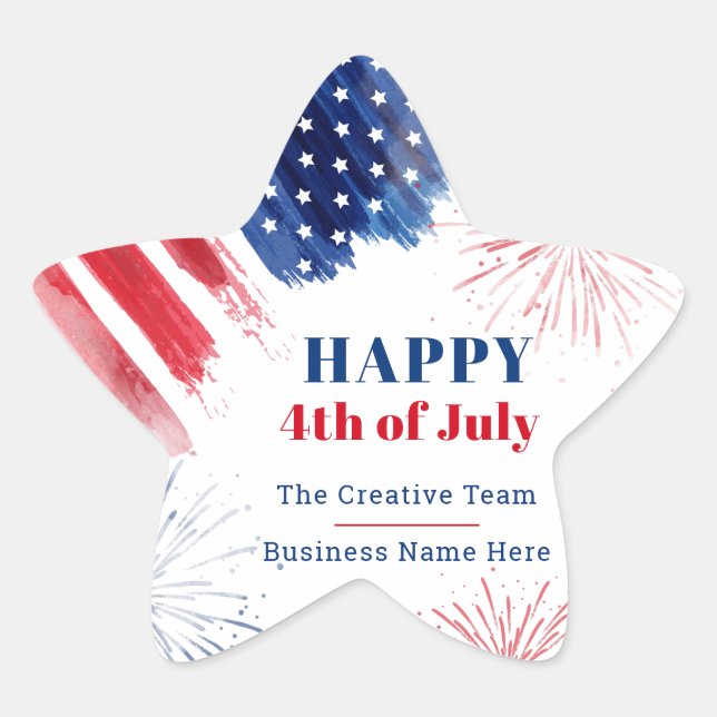 Happy July 4. USA Independence Day Business Stern-Aufkleber (Vorderseite)