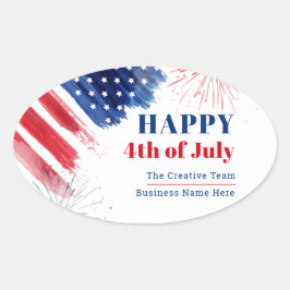 Happy July 4th Independence Day USA Business Ovaler Aufkleber