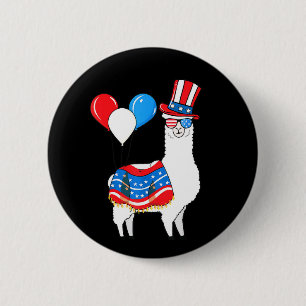 Happy July 4th Llama Button