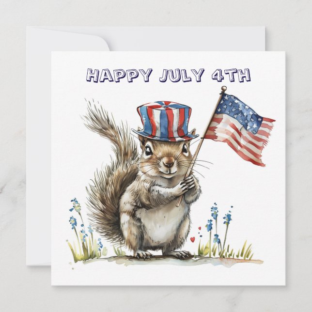 Happy July 4th squirrel Einladung (Vorderseite)