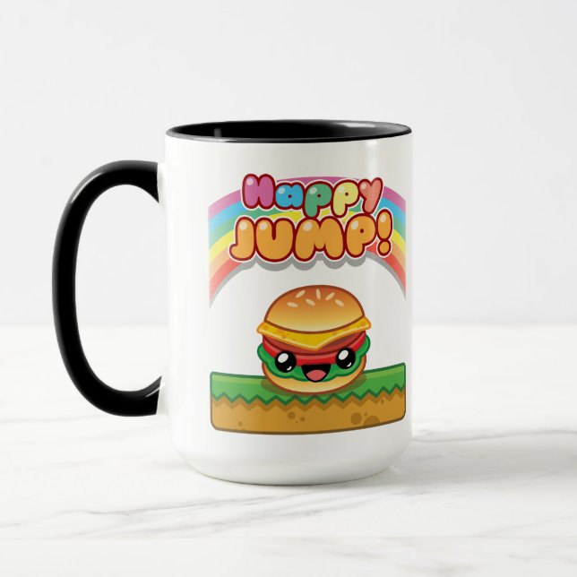 Happy Jump Burger Titel Stil Tasse (Links)