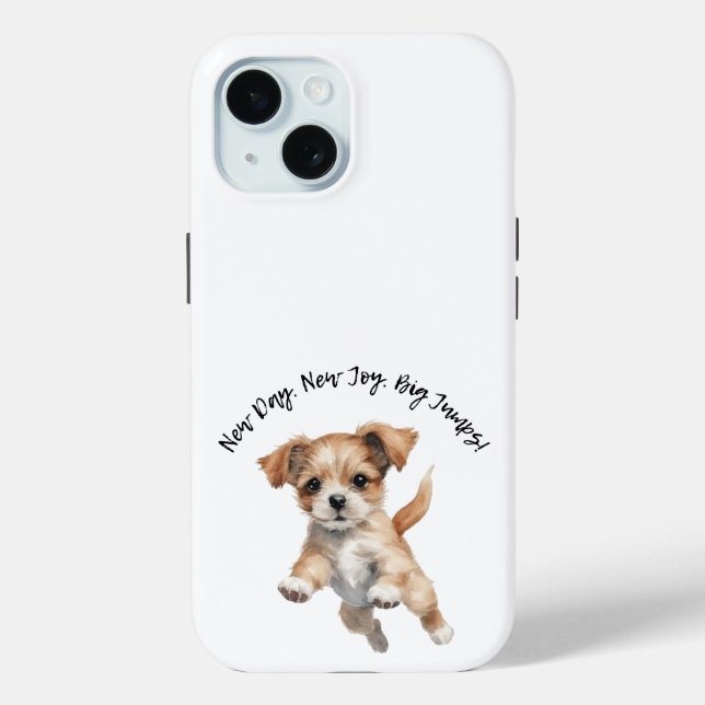Happy Jumping Dog Art - New Day Posift Case-Mate iPhone Hülle (Rückseite)