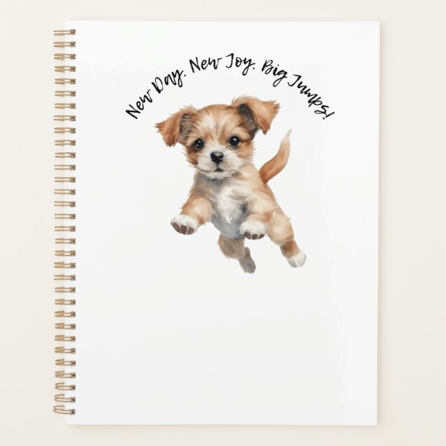 Happy Jumping Dog Art - New Day Posift Planer (Vorderseite)