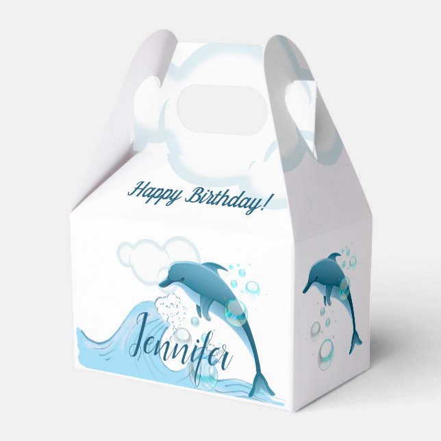 Happy Jumping Dolphin mit Blasen Geschenkschachtel (Vorderseite)