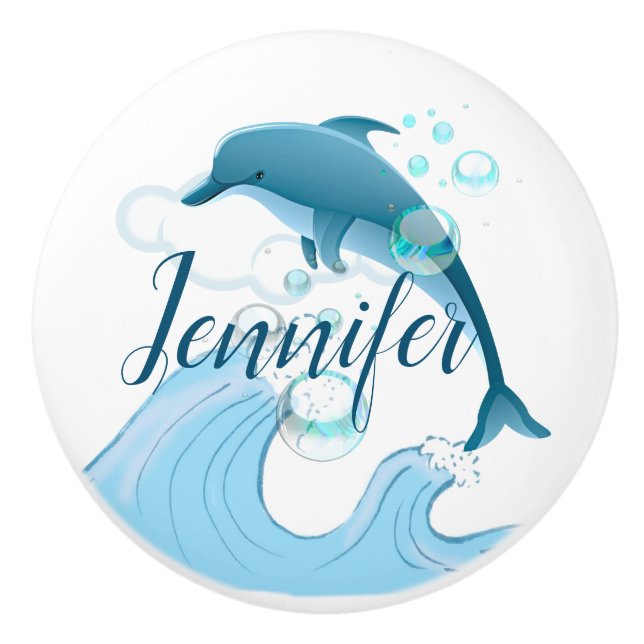 Happy Jumping Dolphin mit Blasen Keramikknauf (Vorderseite)