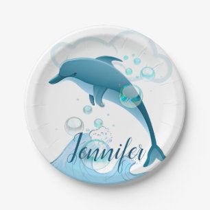 Happy Jumping Dolphin mit Blasen Pappteller