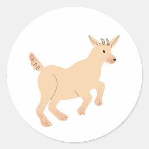 Happy Jumping Goat Kid Runder Aufkleber
