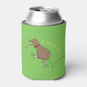 Happy Jumping Kiwi mit Bug-Krawatte Cartoon Design Dosenkühler