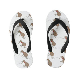 Happy Jumping Kiwi mit Bug-Krawatte Cartoon Design Kinderbadesandalen